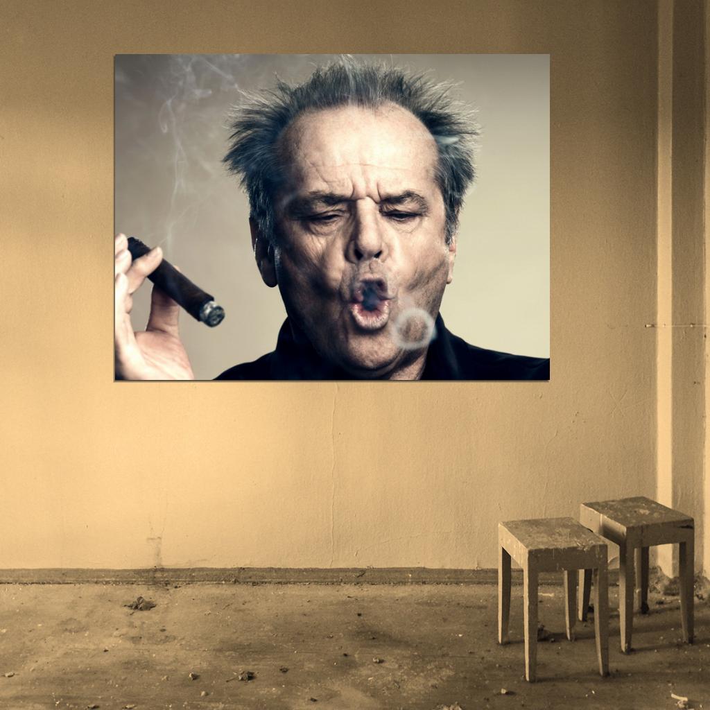 Jack Nicholson Portrait Cigar Hair Amazing Actor Wall Art Print Poster