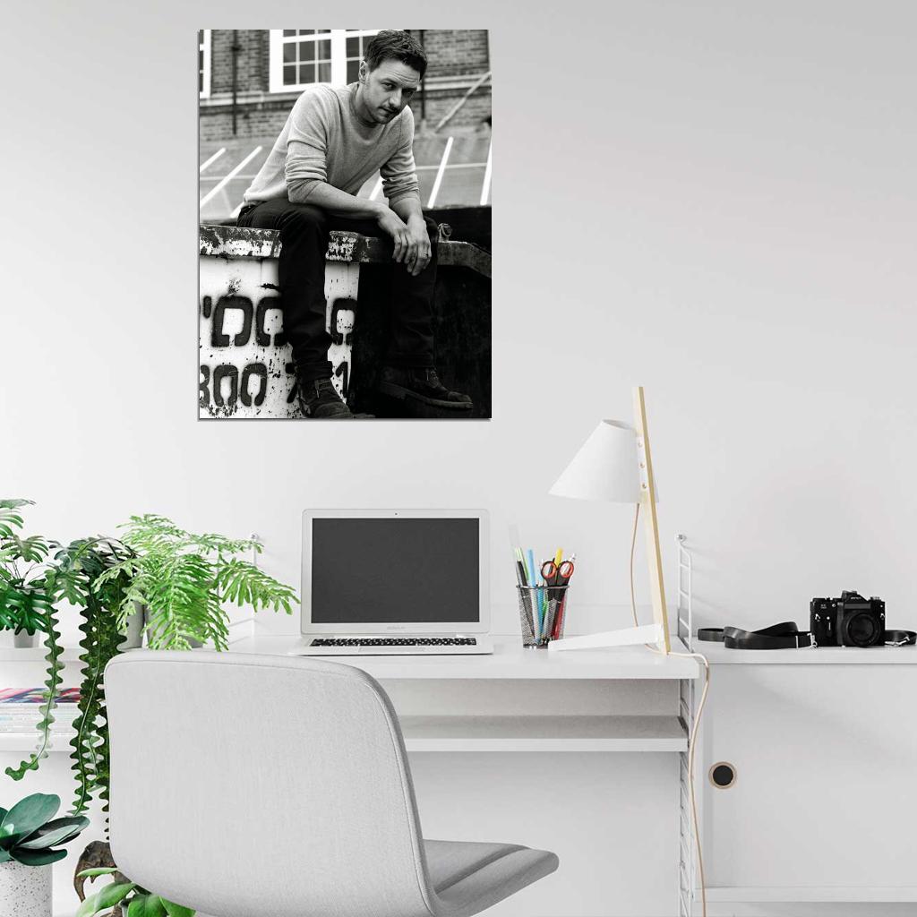 James McAvoy BW Handsome Charming Actor Look Wall Art Print Poster