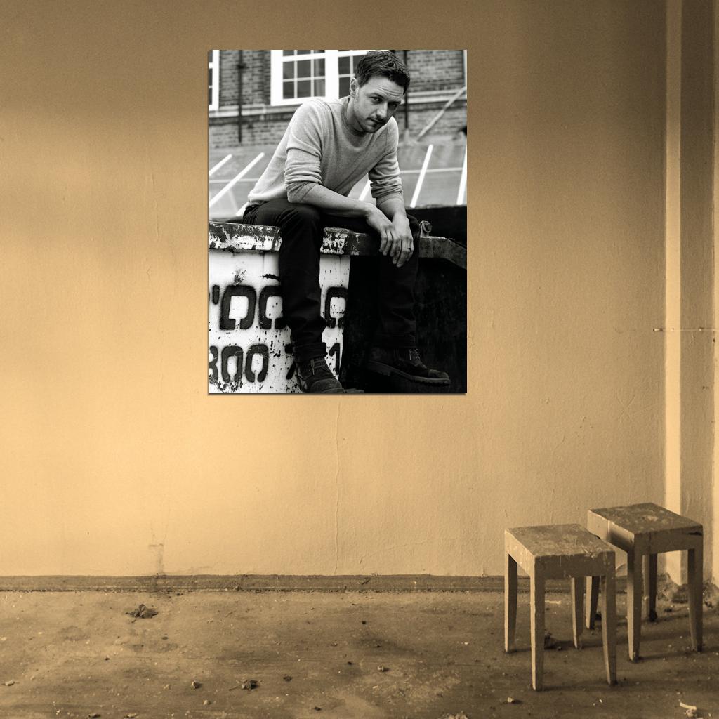 James McAvoy BW Handsome Charming Actor Look Wall Art Print Poster