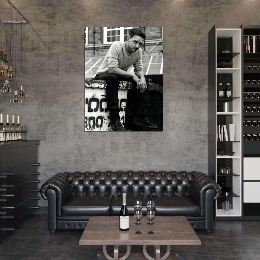 James McAvoy BW Handsome Charming Actor Look Wall Art Print Poster