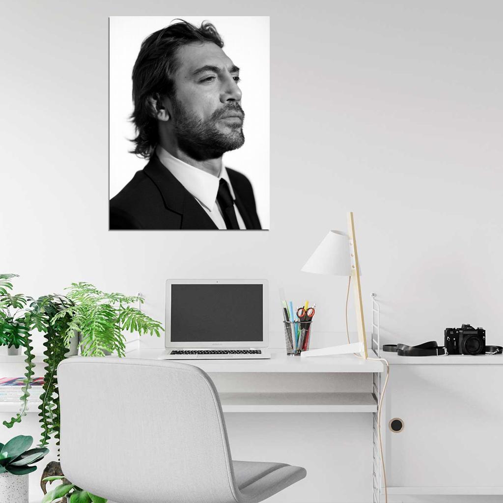 Javier Bardem BW Portrait Suit Beard Handsome Hot Rare Wall Art Print Poster