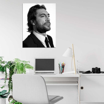 Javier Bardem BW Portrait Suit Beard Handsome Hot Rare Wall Art Print Poster