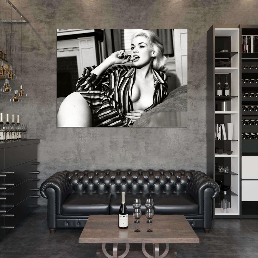 Jayne Mansfield Amazing BW Hot Sexy Cleavage Retro Wall Art Print Poster