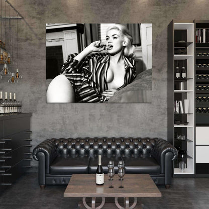 Jayne Mansfield Amazing BW Hot Sexy Cleavage Retro Wall Art Print Poster