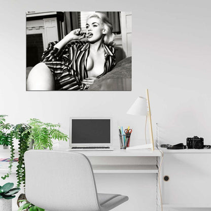 Jayne Mansfield Amazing BW Hot Sexy Cleavage Retro Wall Art Print Poster