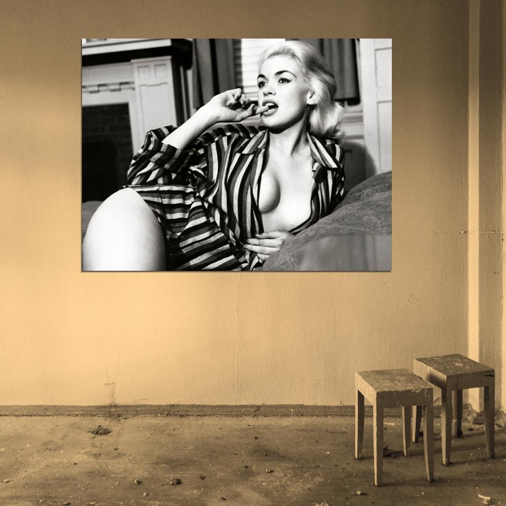 Jayne Mansfield Amazing BW Hot Sexy Cleavage Retro Wall Art Print Poster