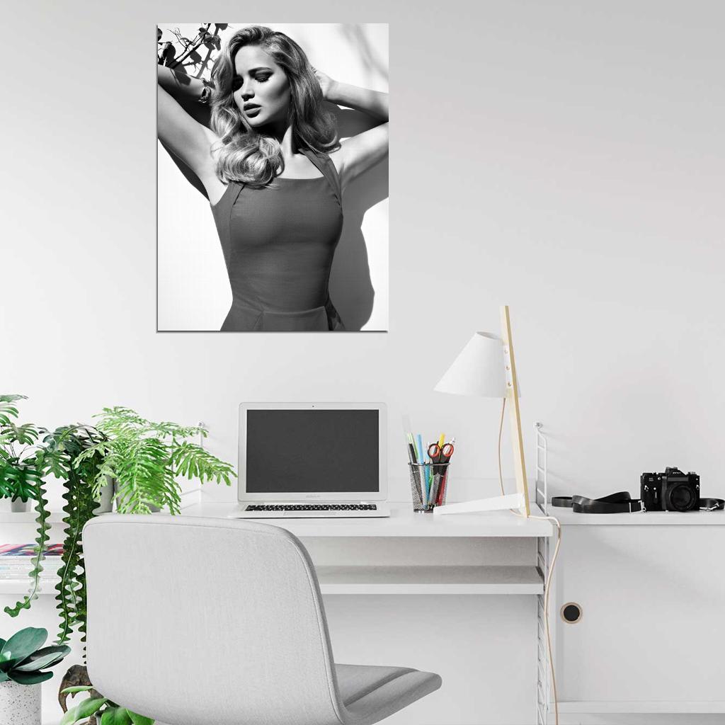 Jennifer Lawrence Amazing BW Hair Hot Sexy Actress Wall Art Print Poster