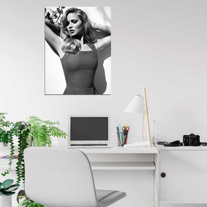 Jennifer Lawrence Amazing BW Hair Hot Sexy Actress Wall Art Print Poster