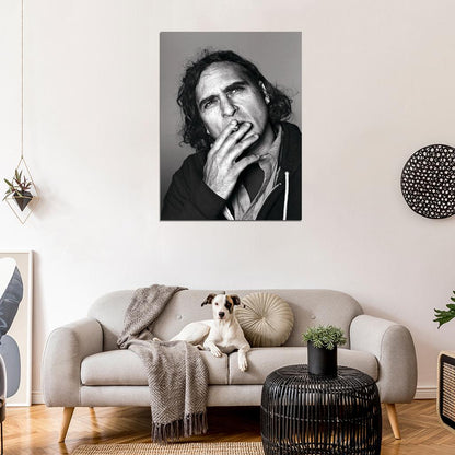 Joaquin Phoenix BW Portrait Long Hair Handsome Rare Wall Art Print Poster