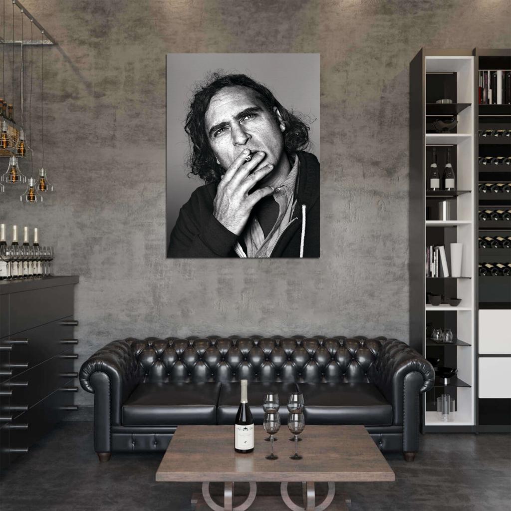 Joaquin Phoenix BW Portrait Long Hair Handsome Rare Wall Art Print Poster