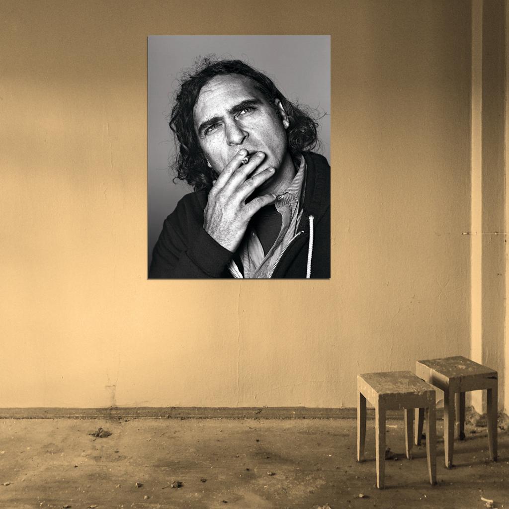 Joaquin Phoenix BW Portrait Long Hair Handsome Rare Wall Art Print Poster