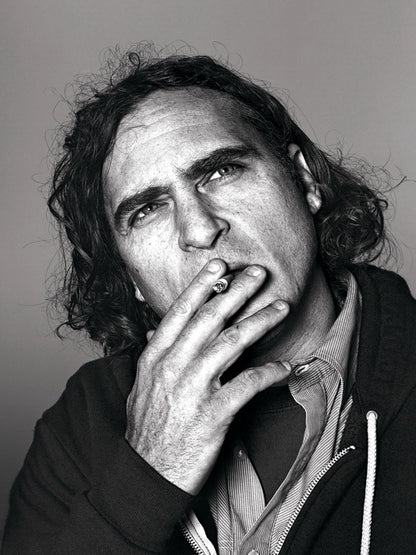 Joaquin Phoenix BW Portrait Long Hair Handsome Rare Wall Art Print Poster