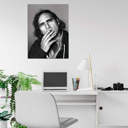 Joaquin Phoenix BW Portrait Long Hair Handsome Rare Wall Art Print Poster