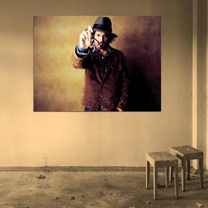 Johnny Depp Glasses Hat Jacket Hot Handsome Actor Wall Art Print Poster