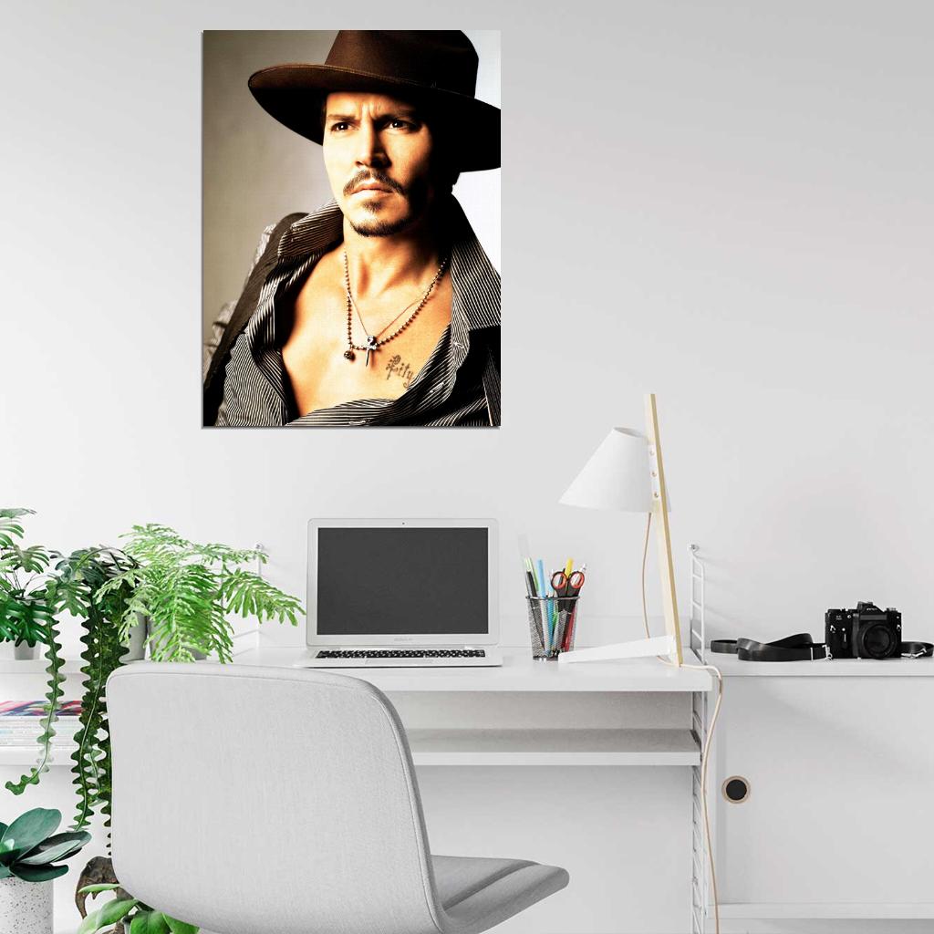 Johnny Depp Amazing Portrait Hat Hot Handsome Rare Wall Art Print Poster