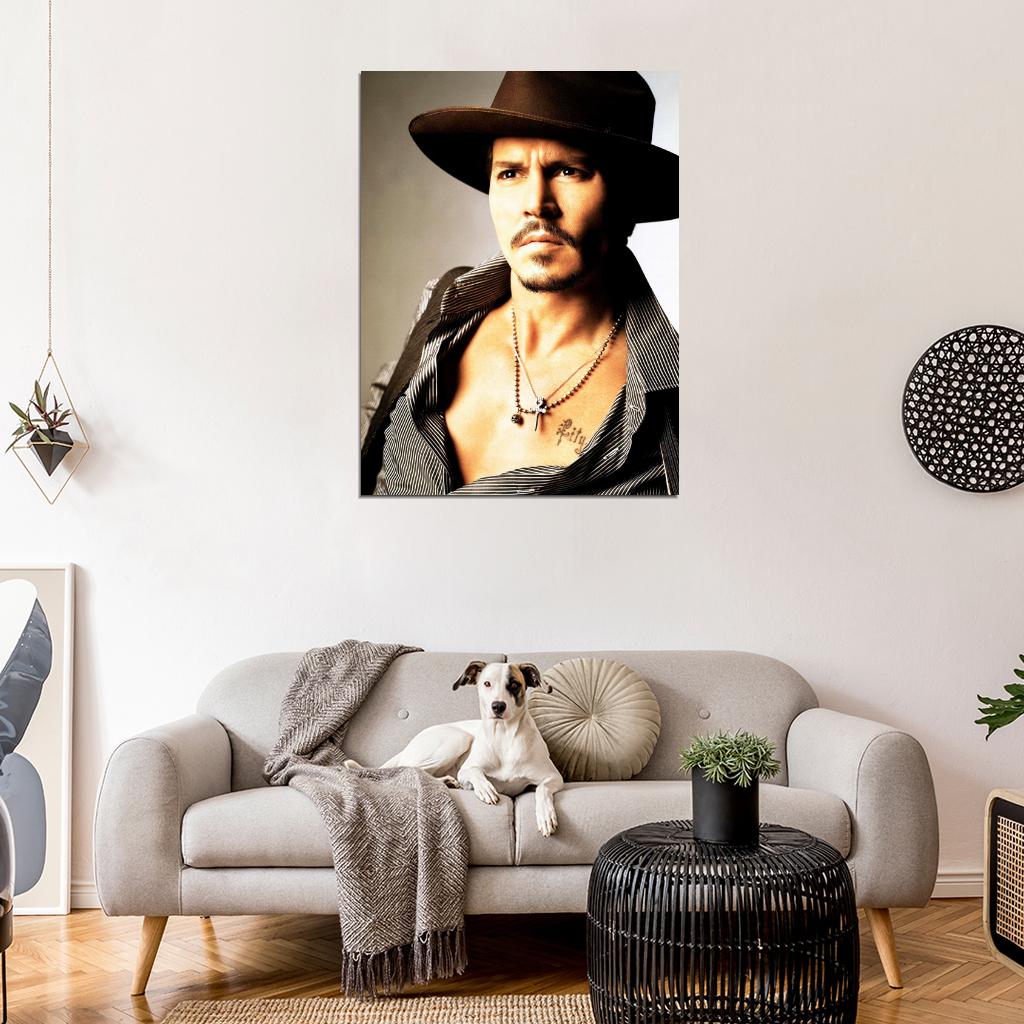 Johnny Depp Amazing Portrait Hat Hot Handsome Rare Wall Art Print Poster