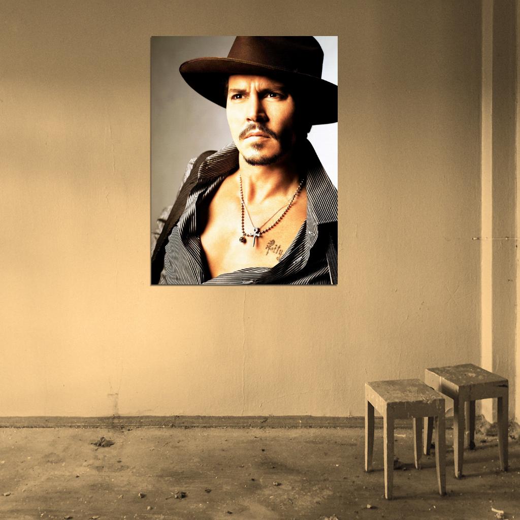 Johnny Depp Amazing Portrait Hat Hot Handsome Rare Wall Art Print Poster