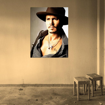 Johnny Depp Amazing Portrait Hat Hot Handsome Rare Wall Art Print Poster