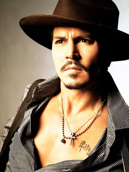 Johnny Depp Amazing Portrait Hat Hot Handsome Rare Wall Art Print Poster