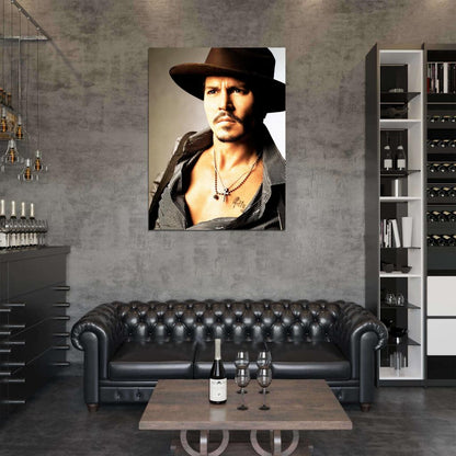 Johnny Depp Amazing Portrait Hat Hot Handsome Rare Wall Art Print Poster