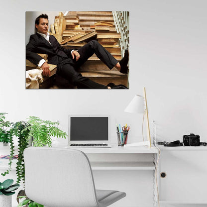 Johnny Depp Suit Books Hot Young Handsome Actor Rare Wall Art Print Poster
