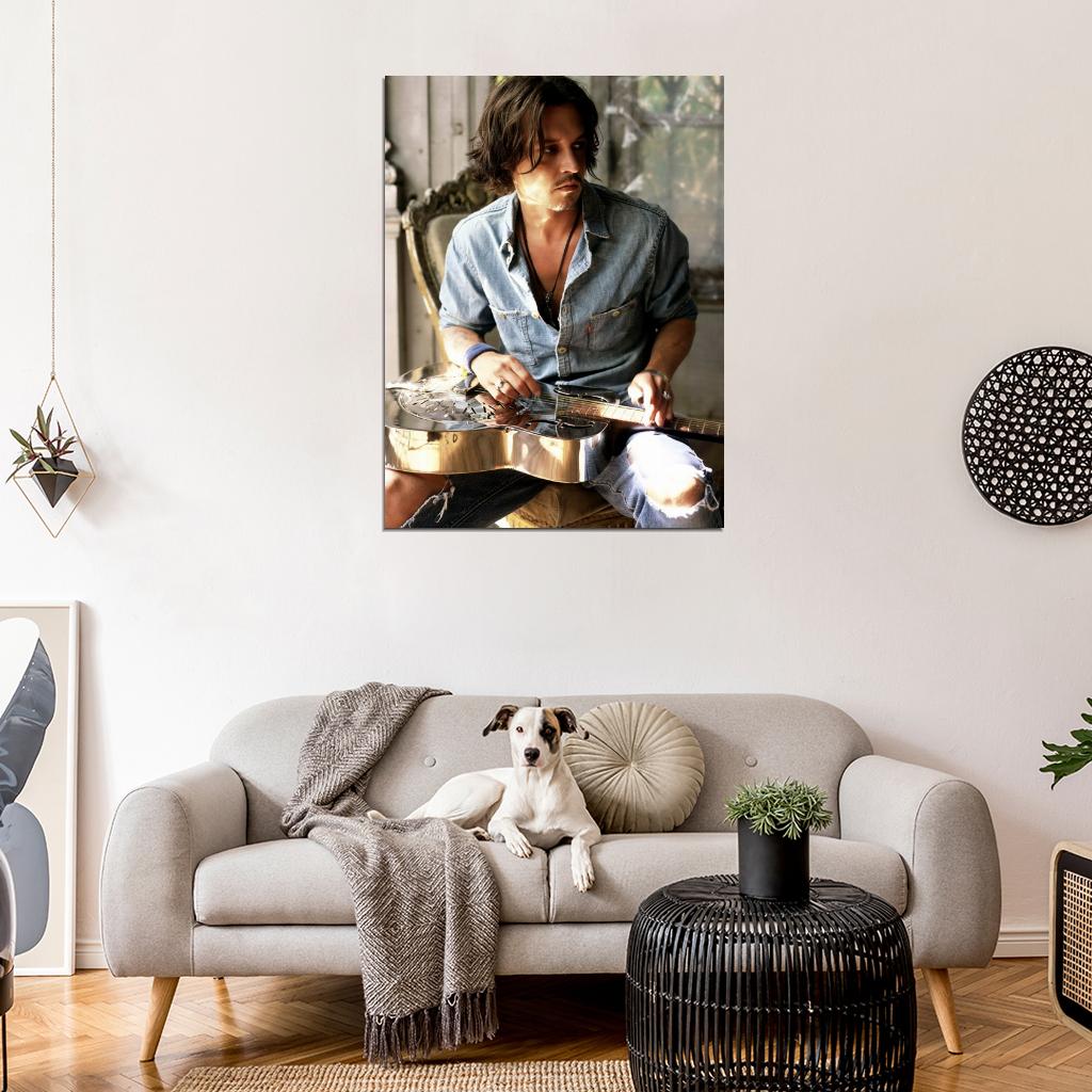 Johnny Depp Guitar Hot Charming Handsome Amazing Rare Wall Art Print Poster