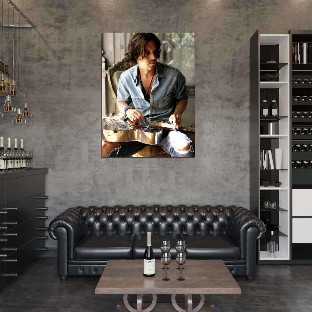 Johnny Depp Guitar Hot Charming Handsome Amazing Rare Wall Art Print Poster