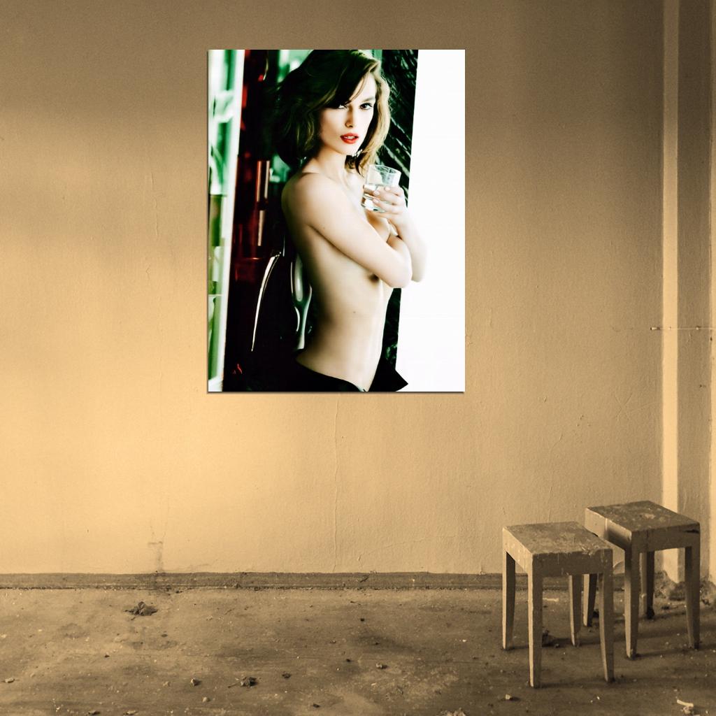 Keira Knightley Glass Hot Sexy Topless Elegant Actress Wall Art Print Poster
