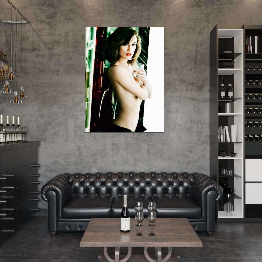 Keira Knightley Glass Hot Sexy Topless Elegant Actress Wall Art Print Poster