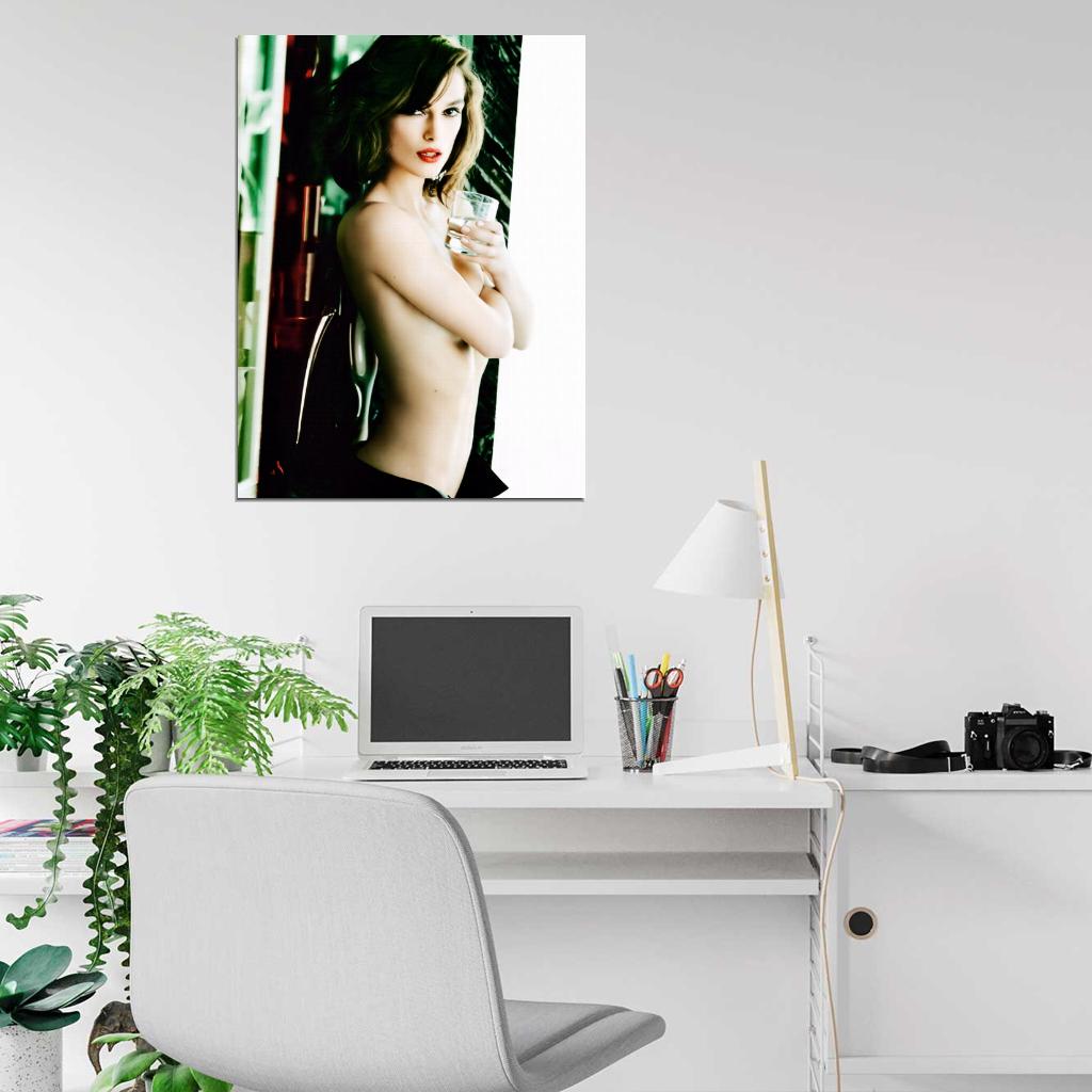 Keira Knightley Glass Hot Sexy Topless Elegant Actress Wall Art Print Poster