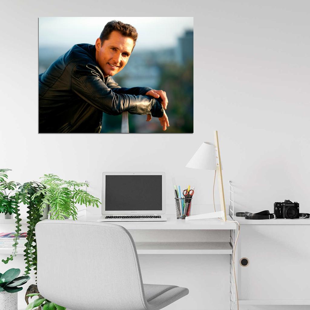 Matthew McConaughey Leather Jacket Handsome Rare Wall Art Print Poster
