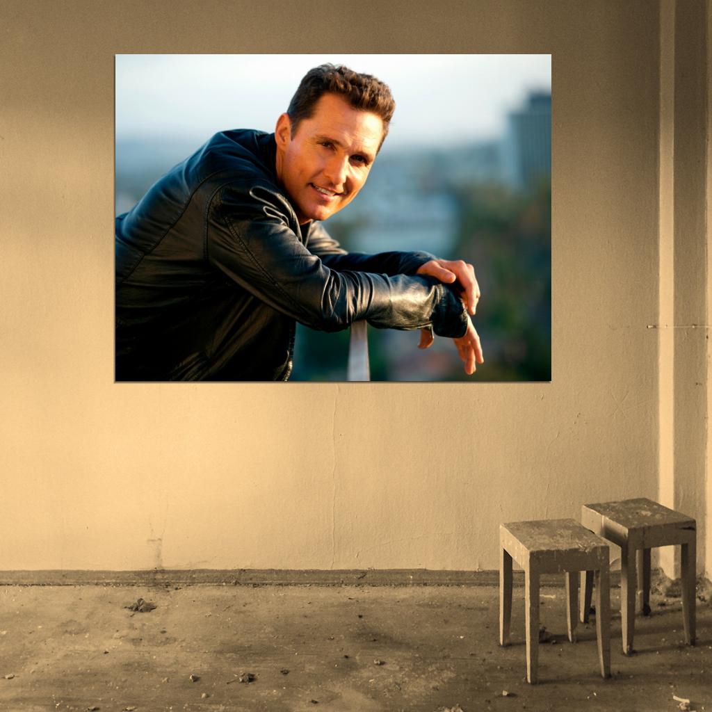 Matthew McConaughey Leather Jacket Handsome Rare Wall Art Print Poster