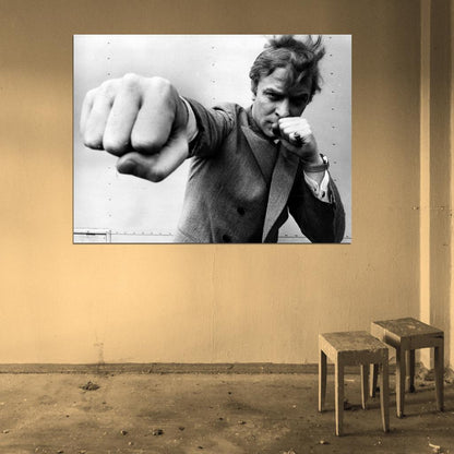 Michael Caine BW Punch Young Handsome Actor Rare Wall Art Print Poster
