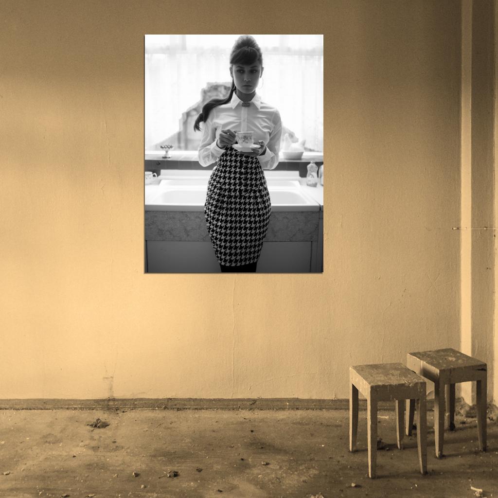 Olga Kurylenko BW Skirt Blouse Teapot Hot Sexy Rare Wall Art Print Poster