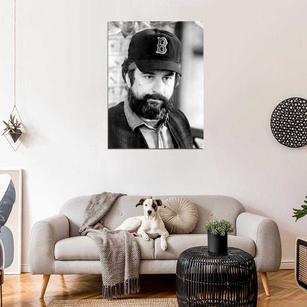 Robert De Niro Beard Cap BW Portrait Handsome Rare Wall Art Print Poster