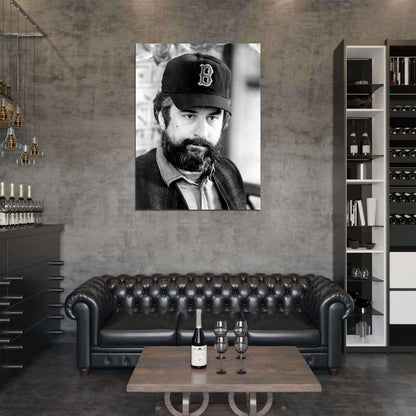 Robert De Niro Beard Cap BW Portrait Handsome Rare Wall Art Print Poster