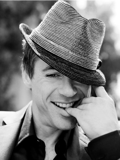 Robert Downey Jr BW Portrait Smile Hat Handsome Rare Wall Art Print Poster