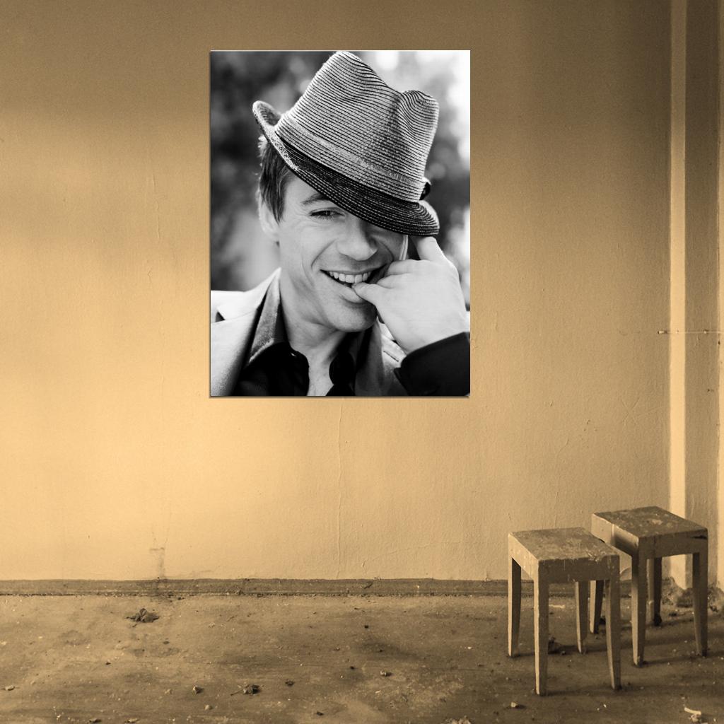 Robert Downey Jr BW Portrait Smile Hat Handsome Rare Wall Art Print Poster