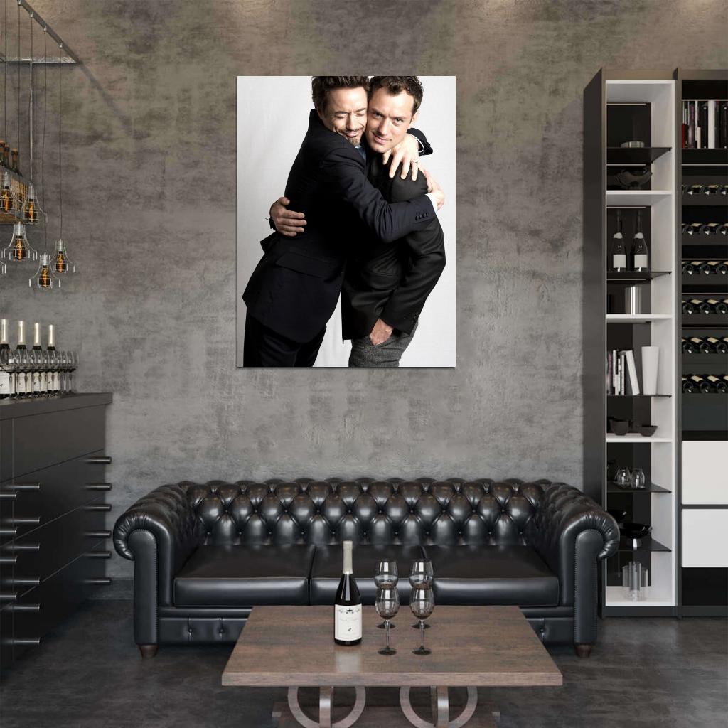 Robert Downey Jr Jude Law Embrace Suit Handsome Rare Wall Art Print Poster