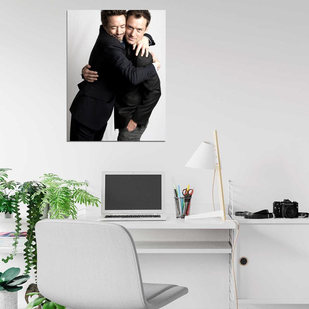 Robert Downey Jr Jude Law Embrace Suit Handsome Rare Wall Art Print Poster