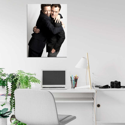 Robert Downey Jr Jude Law Embrace Suit Handsome Rare Wall Art Print Poster