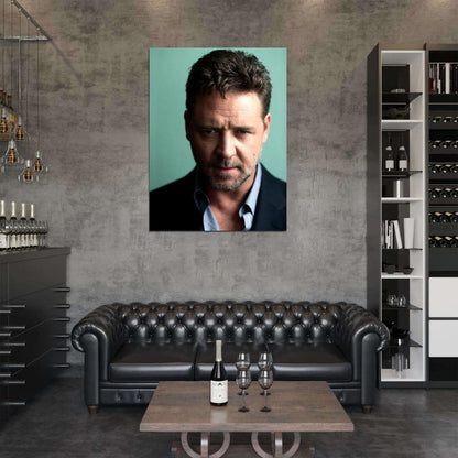 Russell Crowe Look Beard Portrait Handsome Actor Rare Wall Art Print Poster