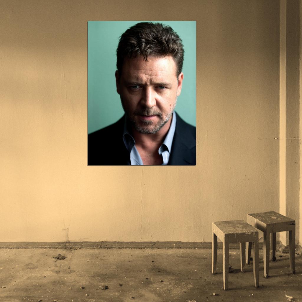 Russell Crowe Look Beard Portrait Handsome Actor Rare Wall Art Print Poster