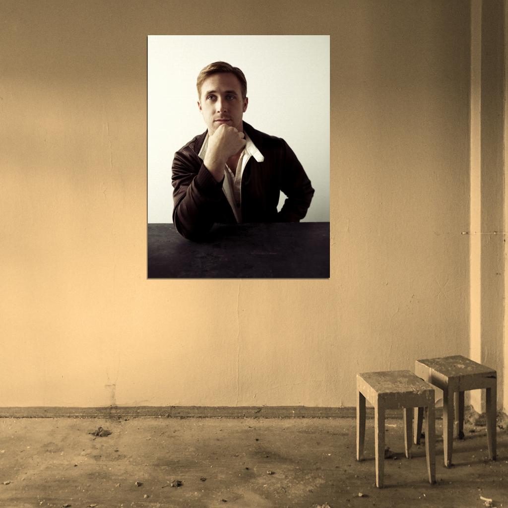 Ryan Gosling Table Amazing Portrait Hot Handsome Rare Wall Art Print Poster