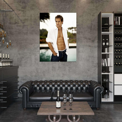 Ryan Reynolds Shirt Body Swimming Pool Hot Handsome Wall Art Print Poster