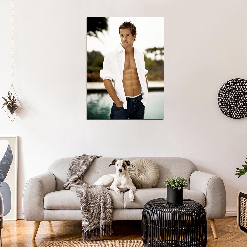 Ryan Reynolds Shirt Body Swimming Pool Hot Handsome Wall Art Print Poster