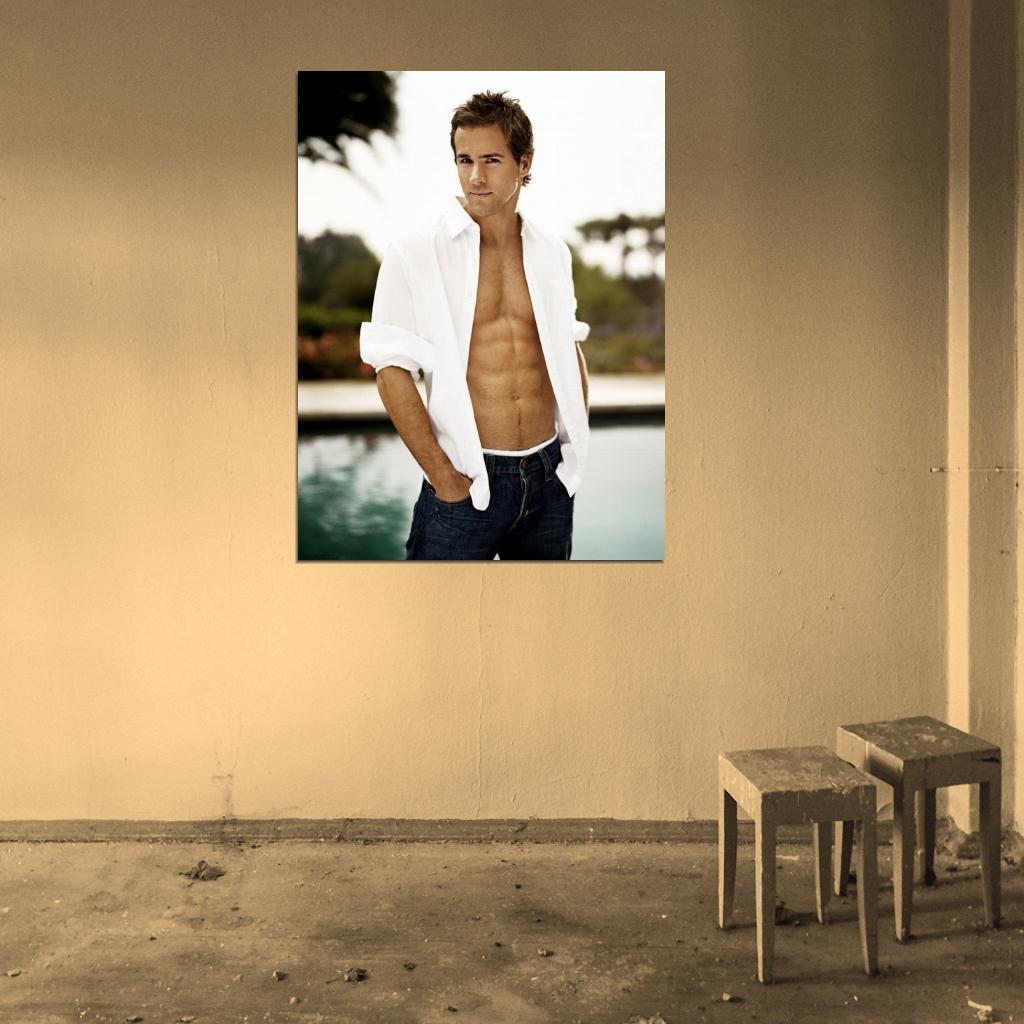 Ryan Reynolds Shirt Body Swimming Pool Hot Handsome Wall Art Print Poster