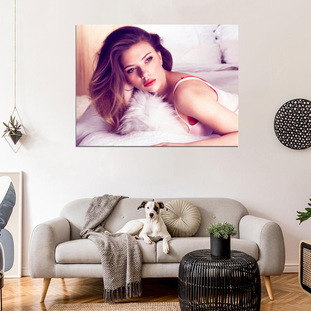 Scarlett Johansson Hair Fur Bed Hot Sexy Seductive Wall Art Print Poster