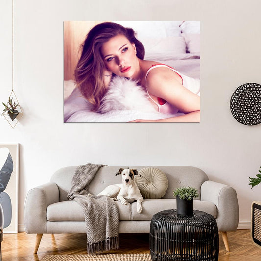 Scarlett Johansson Hair Fur Bed Hot Sexy Seductive Wall Art Print Poster