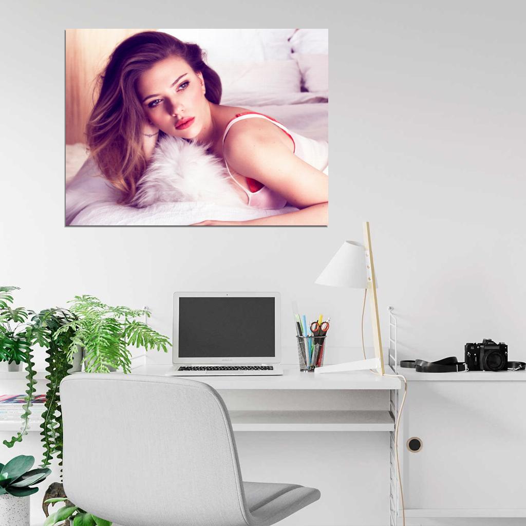 Scarlett Johansson Hair Fur Bed Hot Sexy Seductive Wall Art Print Poster